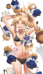 Rule 34 | 1girl, armpits, arms behind head, arms up, artoria pendragon (all), artoria pendragon (alter swimsuit rider) (fate), artoria pendragon (fate), bare shoulders, bikini, black bikini, blonde hair, braid, breasts, closed eyes, collarbone, fate/apocrypha, fate/stay night, fate (series), french braid, highres, jewelry, long hair, maid, mordred (fate), mordred (fate/apocrypha), necklace, open mouth, parted bangs, ponytail, revision, saber (fate), saber alter, saber lily, saber lion, sidelocks, small breasts, smile, stuffed toy, swimsuit, tonee
