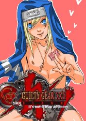 Rule 34 | 1boy, :p, arc system works, blonde hair, bridget (guilty gear), condom, cross, guilty gear, jewelry, licking lips, male focus, naughty face, necklace, smile, solo, tongue, tongue out, topless male, trap