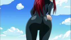 Rule 34 | 1girl, animated, animated gif, ass, ass shake, bodysuit, breasts, cat, charle (fairy tail), erza scarlet, fairy tail, huge ass, large breasts, looking back, red hair, spandex