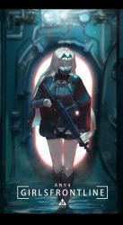 Rule 34 | 1girl, alcoholism (kitana-chan), an-94, an-94 (girls&#039; frontline), assault rifle, black gloves, blonde hair, blue eyes, boots, cape, commentary request, full body, gas mask, girls&#039; frontline, gloves, glowing, glowing eyes, gun, hairband, highres, holding, holding gun, holding weapon, jacket, long hair, long sleeves, looking to the side, magazine (weapon), mask, rifle, short shorts, shorts, sidelocks, solo, trigger discipline, very long hair, walking, weapon