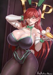Rule 34 | 1girl, absurdres, aestheticc-meme, breasts, cleavage, erza scarlet, fairy tail, highres, huge breasts, leotard, playboy bunny, solo