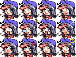 Rule 34 | 1girl, ?, anger vein, angry, bad id, bad pixiv id, blush, drooling, expressions, faceset, fang, fangs, female focus, hat, hat ornament, jiangshi, kisaragi zwei, miyako yoshika, nose bubble, o o, ofuda, open mouth, outstretched arms, pale skin, saliva, short hair, sleeping, smile, solo, star (symbol), star hat ornament, sweatdrop, symbol-shaped pupils, tears, touhou, wavy mouth, zzz