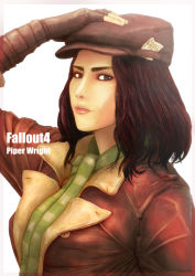 Rule 34 | brown eyes, brown hair, fallout (series), fallout 4, hat, highres, necktie, piper wright, short hair, viridian-g