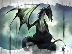 Rule 34 | black dragon, dragon, fog, horns, red eyes, tagme, tail, touto seiro, wings
