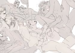 Rule 34 | 10s, 2boys, anal, artist request, erection, fellatio, final fantasy, final fantasy xv, gladiolus amicitia, ignis scientia, licking, male focus, male penetrated, multiple boys, nude, open mouth, oral, penis, sex, sketch, tattoo, wince, yaoi