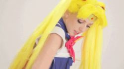 Rule 34 | 1girl, animated, animated gif, bishoujo senshi sailor moon, blonde hair, cosplay, full spread entertainment, lexi belle, looking at viewer, lowres, photo (medium), sailor moon, sailor moon (cosplay), tsukino usagi