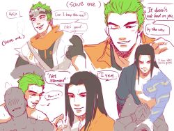 Rule 34 | 3boys, black hair, blush, brothers, cum, drooling, family, francishsie, genji (overwatch), green hair, group sex, hanzo (overwatch), male focus, mmm threesome, multiple boys, one eye closed, overwatch, overwatch 1, saliva, siblings, smile, sparrow genji, sweat, tattoo, teeth, threesome, undressing, wink, yaoi, young genji, young hanzo, young master hanzo