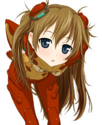 Rule 34 | 00s, 1girl, bent over, blue eyes, bodysuit, brown hair, chibi, evangelion: 2.0 you can (not) advance, leaning forward, long hair, multicolored clothes, neon genesis evangelion, plugsuit, rebuild of evangelion, solo, souryuu asuka langley, test plugsuit, very long hair, wadapen, wide hips