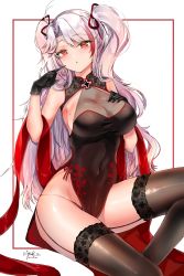 Rule 34 | 1girl, absurdres, antenna hair, azur lane, black gloves, black thighhighs, blush, breasts, china dress, chinese clothes, cleavage, commentary request, cross, dress, gloves, hair between eyes, highres, iron cross, large breasts, long hair, looking at viewer, mole, mole on breast, multicolored hair, prinz eugen (azur lane), red hair, ribbon, sideboob, silver hair, smile, solo, streaked hair, thighhighs, thighs, two side up, very long hair, yukineko1018
