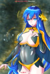 Rule 34 | 1girl, absurdres, alternate hair length, alternate hairstyle, artist name, blue eyes, blue hair, bodystocking, breasts, cape, cosplay, dark mage (fire emblem fates), deviantart, deviantart logo, fdillust, female focus, fire emblem, fire emblem: the binding blade, fire emblem fates, fire emblem heroes, forest, gauntlets, groin, hair ornament, hand on breast, hand on chest, hand on own breast, hand on own chest, highres, instagram, instagram logo, lilina (fire emblem), long hair, looking at viewer, nature, navel, nintendo, open mouth, ophelia (fire emblem), ophelia (fire emblem) (cosplay), panties, patreon username, pixiv logo, smile, solo, teeth, tongue, twitter, twitter logo, twitter username, underwear, yellow panties