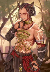 Rule 34 | 1boy, abs, animal ears, warrior of light (ff14), bodypaint, bracer, braid, brown hair, cat boy, cat ears, collarbone, cowboy shot, earrings, facial mark, fictional persona, final fantasy, final fantasy xiv, grin, highres, jewelry, lips, looking at viewer, male focus, miqo&#039;te, multicolored hair, muscular, muscular male, neck ring, outdoors, pectorals, purple hair, short hair, smile, topless male, two-tone hair, udongo99, veins, yellow eyes
