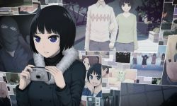Rule 34 | black hair, blue eyes, camera, coat, collage, commentary request, fur trim, jumping, mask, multiple boys, multiple girls, open mouth, original, photo (object), short hair, solo focus, yajirushi (chanoma)