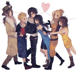 Rule 34 | 234 (1234!), bad id, bad pixiv id, black hair, blonde hair, blue eyes, blush, boots, breasts, brown hair, closed mouth, cowboy hat, dress, final fantasy, final fantasy viii, flipped hair, gloves, hat, irvine kinneas, jacket, jewelry, long hair, multiple boys, multiple girls, necklace, open mouth, quistis trepe, rinoa heartilly, selphie tilmitt, short hair, simple background, skirt, sleeveless duster, smile, squall leonhart, white background, yellow overalls, yellow skirt, zell dincht