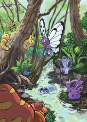 Rule 34 | butterfree, caterpie, commentary request, creature, creatures (company), dratini, eye contact, fangs, flying, forest, game freak, gen 1 pokemon, grass, looking at another, looking at viewer, looking away, mankey, metapod, nature, nidoran, nidoran (female), nidoran (male), nintendo, no humans, oddish, paras, parasect, pikachu, pokemon, pokemon (creature), poliwag, river, rock, squirtle, toneko, tree, water, weedle