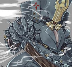Rule 34 | 1boy, armor, cane, charles babbage (fate), fate/grand order, fate (series), gauntlets, grey background, highres, mecha, power armor, robot, steam