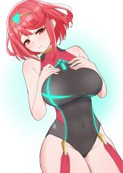 Rule 34 | breasts, highres, kamidan, large breasts, pyra (pro swimmer) (xenoblade), pyra (xenoblade), red eyes, red hair, short hair, xenoblade chronicles (series), xenoblade chronicles 2
