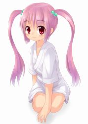 Rule 34 | 1girl, flat chest, highres, kneeling, long hair, original, pink eyes, pink hair, solo, twintails, ueno musashi, very long hair