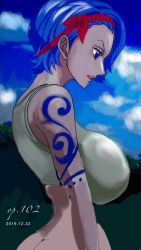 Rule 34 | 1girl, ass, blue hair, breasts, butt crack, cleavage, gmotida, huge breasts, large breasts, long hair, nojiko, one piece