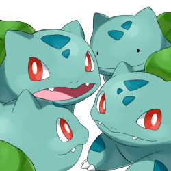 Rule 34 | bulbasaur, creatures (company), ditto, game freak, gen 1 pokemon, good frog, nintendo, no humans, plant, pokemon, pokemon (creature), red eyes, simple background, transformed ditto