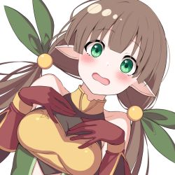 Rule 34 | 1girl, ayumi (princess connect!), blush, breasts, brown hair, green eyes, large breasts, looking at viewer, open mouth, princess connect!, sazamiso rx, twintails