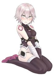 Rule 34 | 1girl, bad id, bad pixiv id, bandaged arm, bandages, bare shoulders, black footwear, black gloves, black panties, black shirt, black thighhighs, blush, boots, breasts, commentary request, facial scar, fate/apocrypha, fate/grand order, fate (series), female focus, gloves, grey eyes, hair between eyes, jack the ripper (fate/apocrypha), mizoredama, panties, parted lips, scar, scar across eye, scar on cheek, scar on face, shirt, short hair, shoulder tattoo, silver hair, simple background, sitting, sleeveless, sleeveless shirt, small breasts, solo, tattoo, thigh boots, thighhighs, underwear, wariza, white background