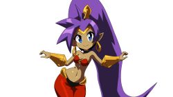 Rule 34 | 1girl, absurdly long hair, animated, animated png, arabian clothes, belly dancing, blue eyes, bracer, breasts, commentary, dancer, dancing, dark-skinned female, dark skin, earrings, english commentary, harem pants, hoop earrings, jewelry, long hair, looking at viewer, midriff, multicoloredyoshi, navel, o-ring, o-ring top, pants, pointy ears, ponytail, purple hair, shantae, shantae (series), shantae and the seven sirens, shiny skin, smile, solo, tiara, transparent background, very long hair, wide hips