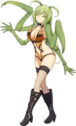 Rule 34 | 10s, 1girl, antennae, arthropod girl, breasts, claws, cleavage, em (monster musume), extra arms, green eyes, green hair, large breasts, long hair, mantis, monster girl, monster musume no iru nichijou, monster musume no iru nichijou online, official art