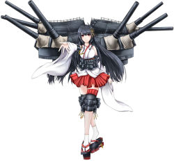 Rule 34 | 10s, black hair, fusou (kancolle), japanese clothes, kantai collection, long hair, mecha, miko, personification, red eyes, robot, warrior