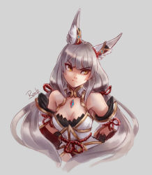 Rule 34 | 1girl, animal ears, blunt bangs, breasts, cat ears, chest jewel, cleavage, detached sleeves, facial mark, highleg, highleg leotard, highres, leotard, lilithcosa, long hair, low twintails, medium breasts, nia (blade) (xenoblade), nia (xenoblade), nintendo, silver hair, solo, thighhighs, twintails, very long hair, xenoblade chronicles (series), xenoblade chronicles 2, yellow eyes