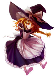 Rule 34 | 1girl, bad id, bad pixiv id, blonde hair, braid, dress, female focus, full body, hat, kirisame marisa, oisin, simple background, solo, touhou, white background, witch, witch hat, yellow eyes