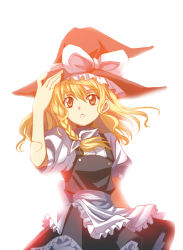 Rule 34 | 1girl, anime coloring, blonde hair, braid, female focus, hand on headwear, hat, ishigami kazui, kirisame marisa, solo, touhou, witch, witch hat, yellow eyes