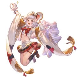 Rule 34 | :d, animal, animal ears, arms up, black socks, bow, breasts, brooch, crop top, eyebrows, granblue fantasy, headband, heart, heart brooch, holding, holding animal, japanese clothes, jewelry, jumping, kimono, kneehighs, legs up, loafers, long sleeves, looking at viewer, miniskirt, mouse (animal), mouse ears, navel, official art, open mouth, red bow, red eyes, shoes, silver hair, skirt, small breasts, smile, socks, solo, teeth, thigh strap, thighs, tongue, transparent background, vikala (granblue fantasy)
