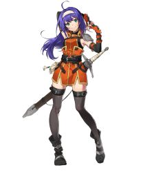 Rule 34 | 1girl, armor, black thighhighs, fire emblem, fire emblem heroes, full body, highres, nintendo, official art, pauldrons, shoulder armor, solo, thighhighs, transparent background