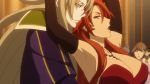 Rule 34 | 10s, 1boy, 1girl, animated, bare shoulders, breasts, cleavage, dress, earrings, elbow gloves, gloves, grancrest senki, jewelry, large breasts, long hair, margaret odius, necklace, red dress, red hair, tagme, video, yellow eyes