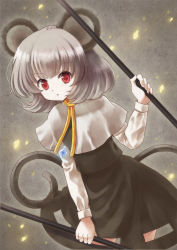 Rule 34 | 1girl, animal ears, capelet, grey hair, mouse ears, mouse tail, nazrin, pendulum, red eyes, rod, short hair, solo, suzuki ao, tail, touhou