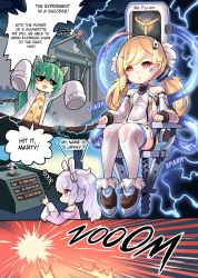 Rule 34 | :3, :o, ahoge, akashi (azur lane), animal ears, azur lane, back to the future, bell, bespectacled, black bow, blonde hair, bow, breasts, camisole, cat ears, comic, covered navel, detached sleeves, dress, eldridge (azur lane), electricity, facial mark, fake animal ears, fur trim, glasses, green hair, hair between eyes, hair ornament, hairband, hairclip, heart, heart ahoge, highres, hm (hmongt), jacket, laffey (azur lane), long hair, long sleeves, mole, mole under eye, multiple girls, off shoulder, open clothes, open jacket, open mouth, parody, pink jacket, pixelated, puffy long sleeves, puffy sleeves, rabbit ears, red hair, red hairband, san diego (azur lane), silver hair, sleeveless, sleeveless dress, sleeves past fingers, sleeves past wrists, small breasts, smile, strap slip, sunglasses, twintails, very long hair, white dress, white legwear