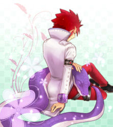 Rule 34 | 1boy, cobra (fairy tail), cuberios (fairy tail), fairy tail, male focus, pants, red hair, red pants, sitting, snake, tagme
