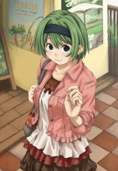 00s :3 casual green_hair hairband short_hair solo tamaru_tokihiko to_heart_(series) to_heart_2 yoshioka_chie