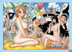 Rule 34 | breasts, brook (one piece), food, franky (one piece), ice cream, large breasts, monkey d. luffy, nami (one piece), nico robin, nipples, nude, nude filter, one piece, roronoa zoro, sanji (one piece), scar, spoon, third-party edit, tony tony chopper, usopp, whale