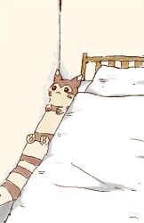 Rule 34 | :3, animal focus, bed, bedroom, blanket, commentary, corner, creatures (company), furret, game freak, gen 2 pokemon, haru mineko, jaggy lines, lying, nintendo, no humans, on back, pawpads, pillow, pokemon, pokemon (creature), solo, stuck