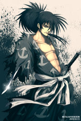 Rule 34 | 1boy, black hair, dororo (tezuka), hyakkimaru (character), hyakkimaru (dororo), japanese clothes, k-suwabe, katana, male focus, ponytail, solo, sword, weapon