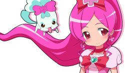 Rule 34 | 10s, 1girl, 92kuni92, bad id, bad pixiv id, brooch, chypre (heartcatch precure!), cure blossom, hair ornament, hair ribbon, hanasaki tsubomi, heart, heart brooch, heartcatch precure!, jewelry, long hair, looking at viewer, magical girl, open mouth, pink eyes, pink hair, ponytail, precure, ribbon, simple background, smile, white background