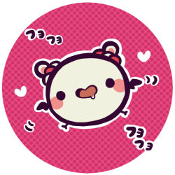 Rule 34 | black wings, blush stickers, border, commentary request, creature, drooling, full body, hair bobbles, hair ornament, kotorai, looking at viewer, mouth drool, no humans, open mouth, pink background, pixiv fairy, polka dot, polka dot background, round border, round image, solid oval eyes, solo, white border, wings