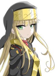 Rule 34 | 1girl, absurdres, alternate color, alternate hair color, blonde hair, closed mouth, commentary request, green eyes, habit, highres, index (toaru majutsu no index), long hair, looking at viewer, nun, paradox (hatto air), safety pin, simple background, solo, toaru majutsu no index, upper body, white background