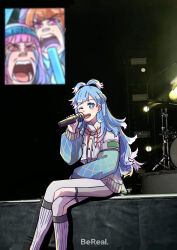 Rule 34 | absurdres, blue eyes, blue hair, colored tips, concert, couple, cropped hoodie, crossed legs, crying, drawstring, drum, drum set, family, fan screaming at madison beer (meme), father and son, glowstick, hand on lap, highres, holding, holding glowstick, holding microphone, hololive, hololive english, hololive indonesia, hood, hoodie, inset, instrument, jacket, kobo kanaeru, kobo kanaeru (1st costume), liquid hair, long hair, long sleeves, looking at viewer, meme, microphone, mori calliope, mother and daughter, multicolored hair, multiple girls, music, open mouth, orange hair, photo background, pink hair, purple eyes, raincoat, red eyes, screaming, see-through, see-through jacket, singing, sitting, smile, split ponytail, stage, stage lights, streaming tears, takanashi kiara, tears, two-tone hair, virtual youtuber, white hair, white hoodie, xu chin-wen, yuri