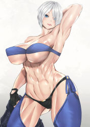 Rule 34 | 1girl, angel (kof), breasts, highres, koucha indian, large breasts, short hair, solo, the king of fighters, white hair