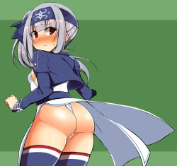 Rule 34 | 1boy, 1girl, admiral (kancolle), ainu clothes, artist name, ass, bandana, black thighhighs, blunt bangs, blush, breasts, cosplay, cropped jacket, dated, dress, drooling, fundoshi, headband, japanese clothes, kamoi (kancolle), kamoi (kancolle) (cosplay), kantai collection, kasumi (kancolle), long hair, long sleeves, looking to the side, military, military uniform, open mouth, richou (zerozero1101), sideboob, sidelocks, silver hair, sleeveless, sleeveless dress, thighhighs, thighs, underwear, uniform, wavy mouth, white dress, wrist guards