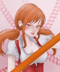 Rule 34 | 1girl, highres, nami (one piece), nami (one piece) (whole cake island), one piece, orange hair, solo, tagme