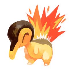 Rule 34 | creature, cyndaquil, closed eyes, fiery tail, fire, full body, gen 2 pokemon, glitchedpuppet, no humans, pokemon, pokemon (creature), simple background, solo, standing, tail, white background
