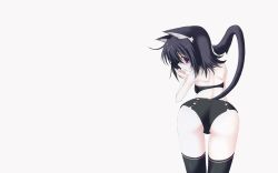 Rule 34 | animal ears, black x pink, cat ears, cat tail, highres, nanao naru, tail, thighhighs, wallpaper